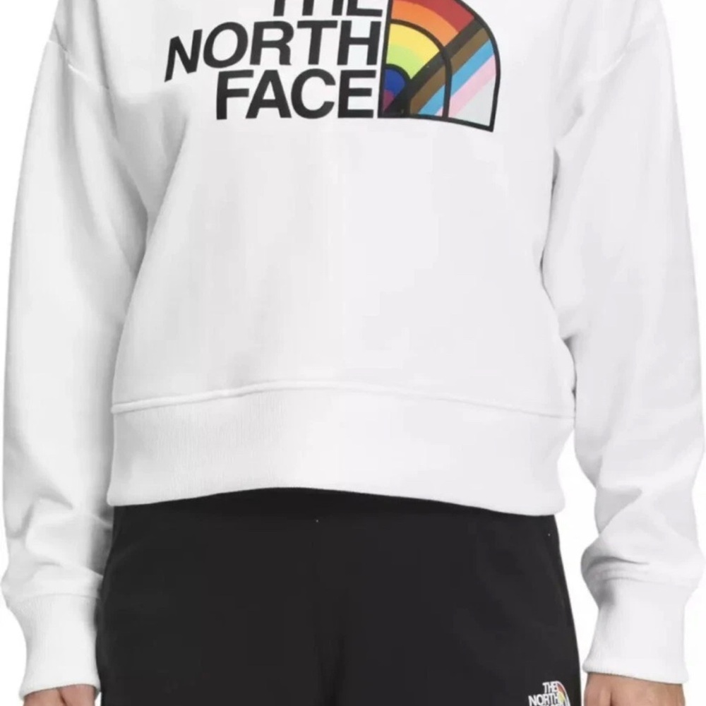 The North Face White Sweatshirt with Rainbow Logo cropped NWT